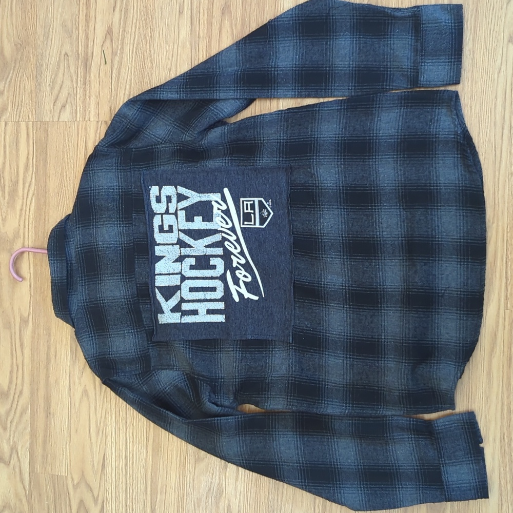 LA Kings Hockey Flannel Shirt upcycled unisex size medium